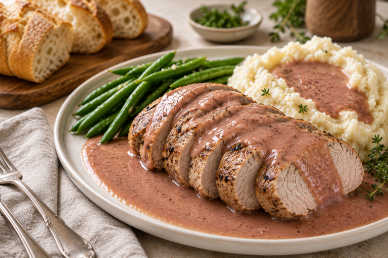 Easy Cranberry Pork Roast with Candy Gravy