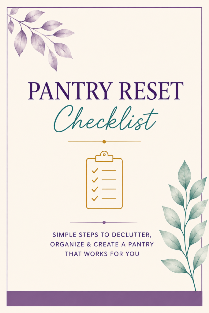 Free Pantry Reset Checklist from Reset & Gather