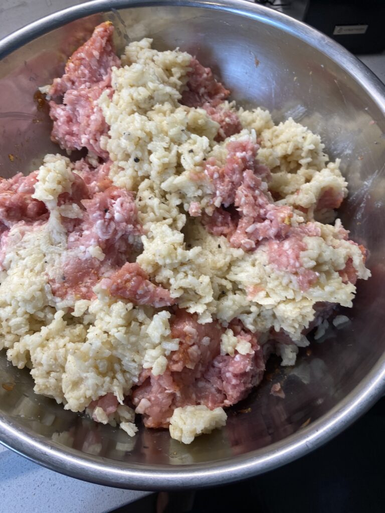 Cabbage Roll Filling of Rice and Pork